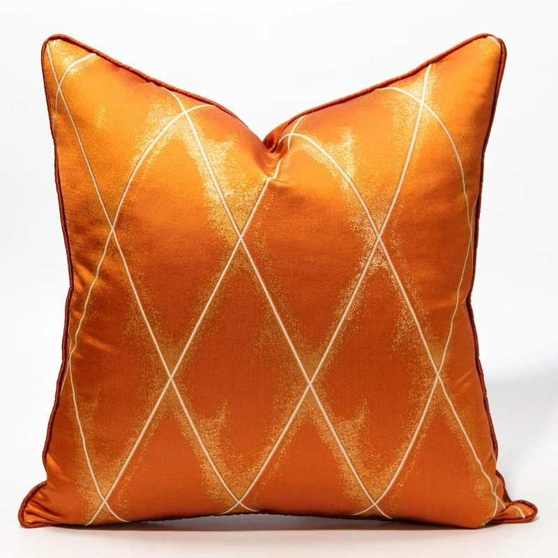 Home Fashion Minimalist Orange Diamond Lattice Pillowcase