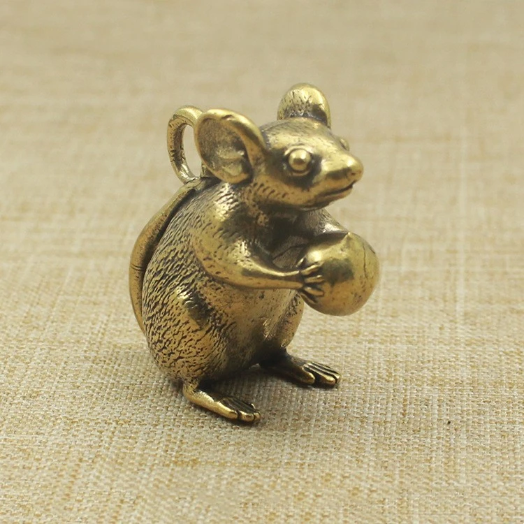 Pure Copper Zodiac Rat Offering Peach Twelve Crafts Ornaments