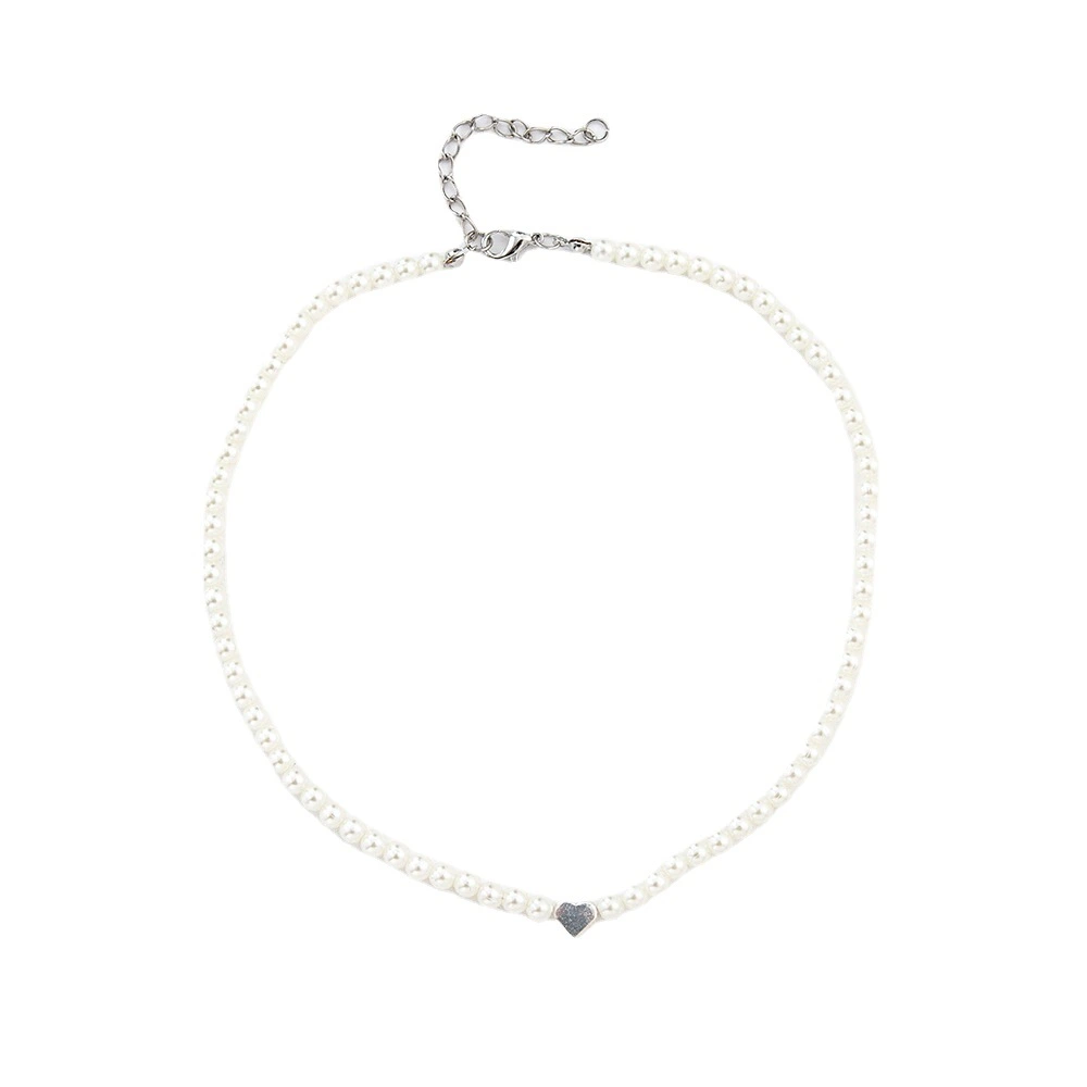 Pearl Heart Clavicle Chain Necklace