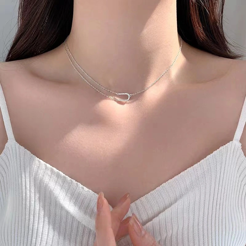 Women's Fashion Sterling Silver U-shaped Pendant Necklace