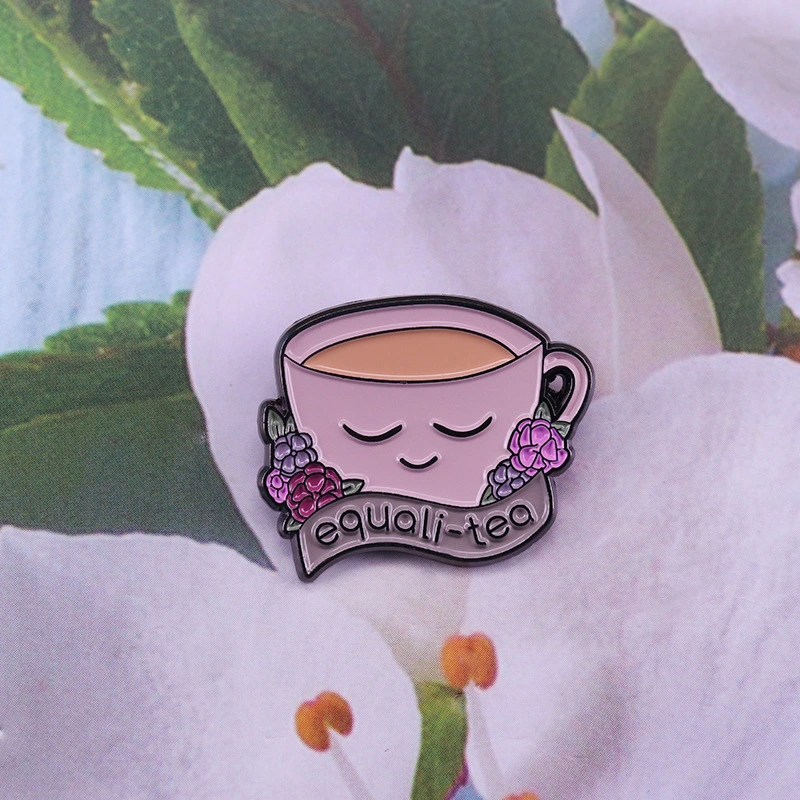 Tea Lover BroochEqual Pun Art Badge