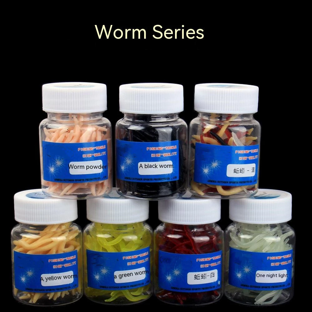 Soft Bait Fake Worm Mealworm Earthworm Red Bottled Bionic Lure