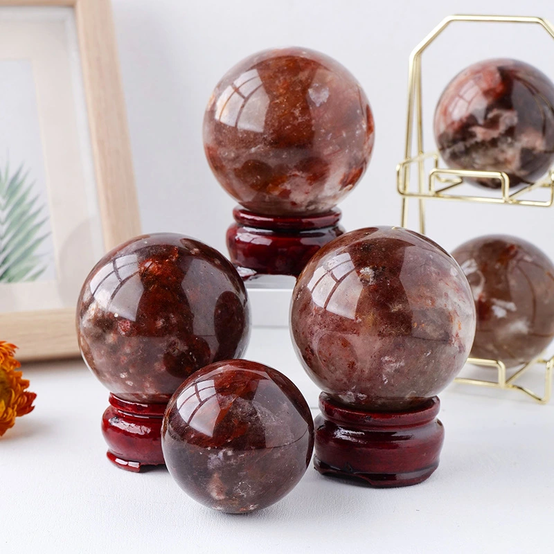 Natural Crystal Red Sealant Flower Rough Stone Polished Home Decoration