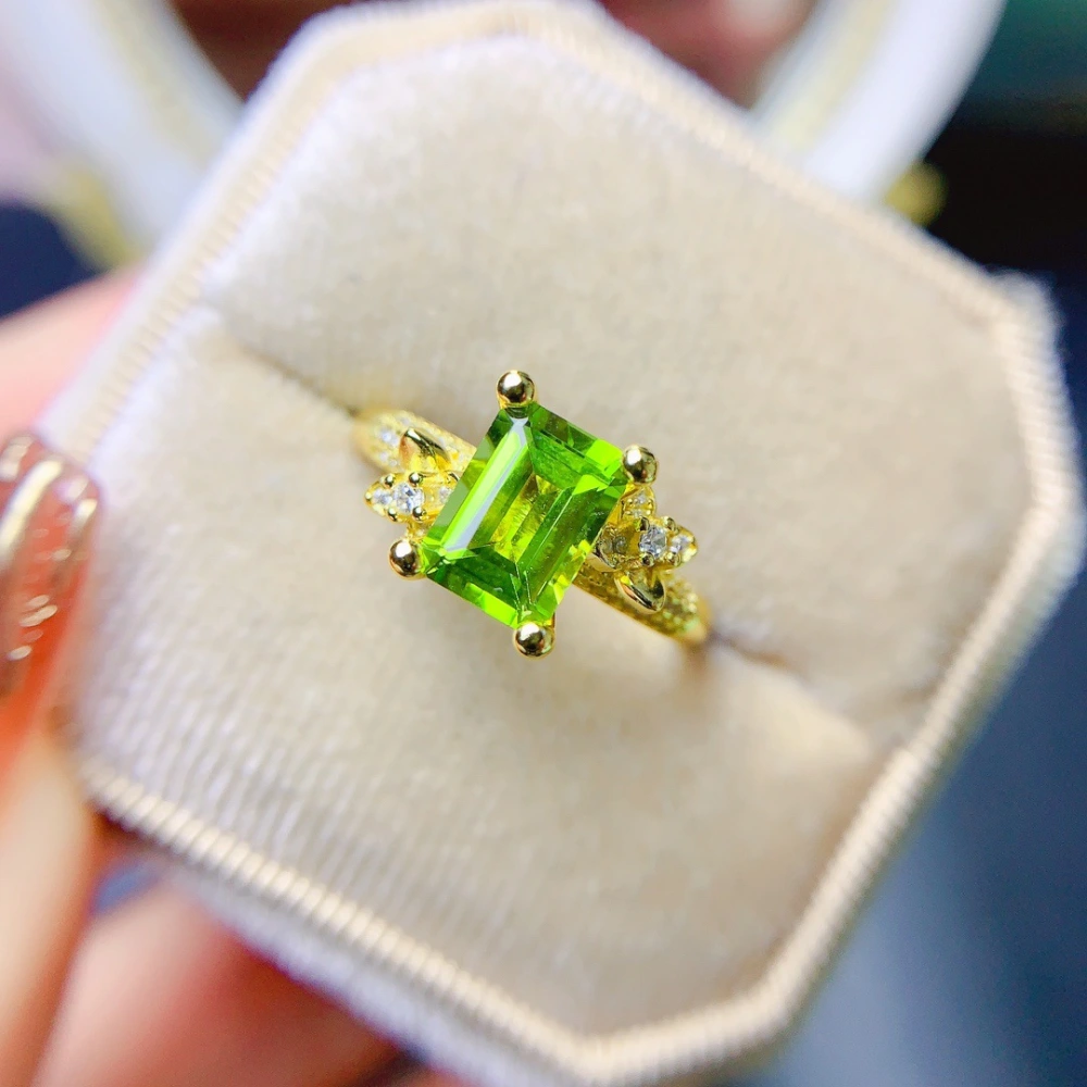 Natural Peridot Ring S925 Silver