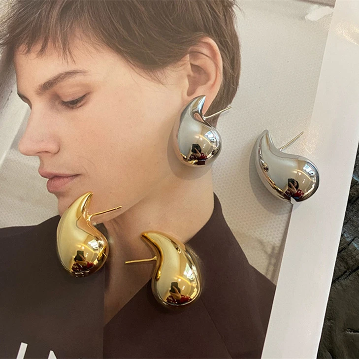 Ins Metal Cold Style Drop-shaped Earrings For Women