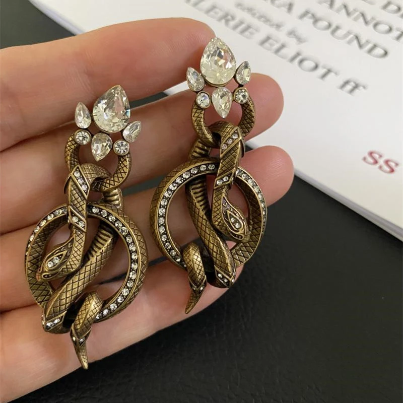 Retro Earrings Exaggerate The Temperament Of Court Snake Print