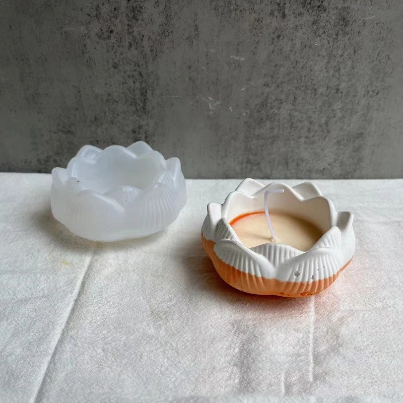 Lotus Candle Holder Silicone Mold Plaster Epoxy