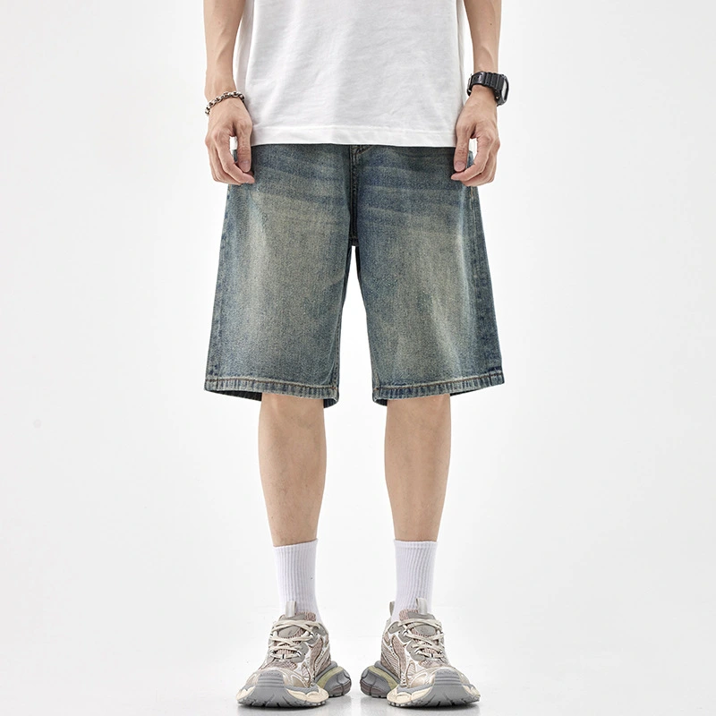 Plus Size Baggy Denim Shorts Weight-catcher Men's Straight Pants