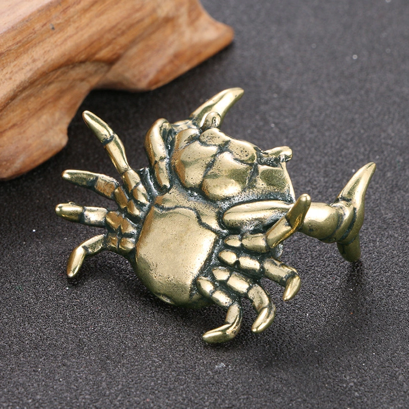 Retro Distressed Pure Brass Crab Crafts Ornaments