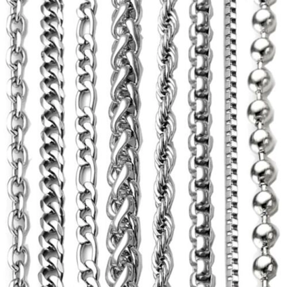 2-9mm Men's Women's Stainless Steel Silver Plated Twist Link Chain Necklace