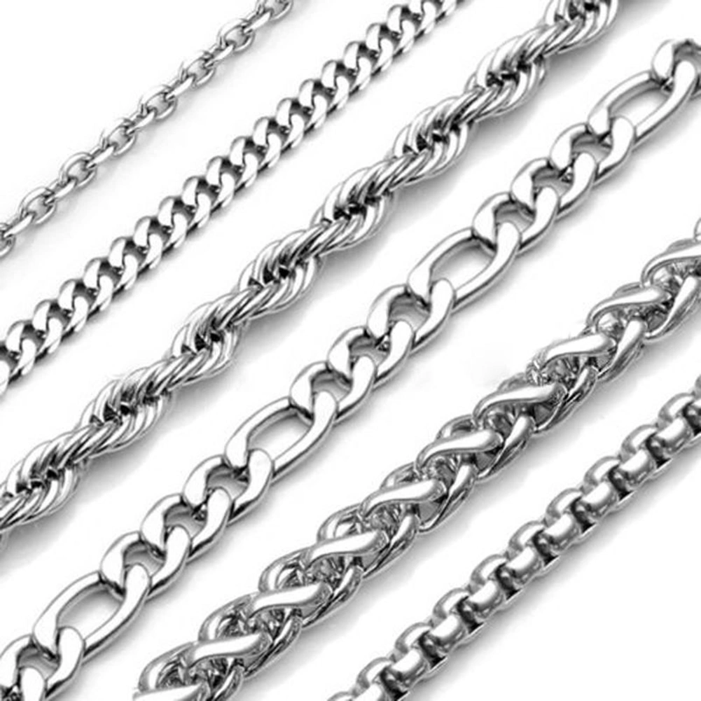 2-9mm Men's Women's Stainless Steel Silver Plated Twist Link Chain Necklace