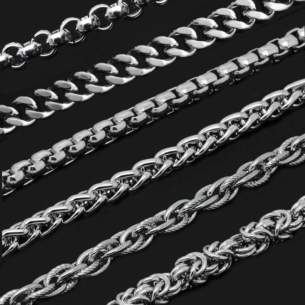 2-9mm Men's Women's Stainless Steel Silver Plated Twist Link Chain Necklace
