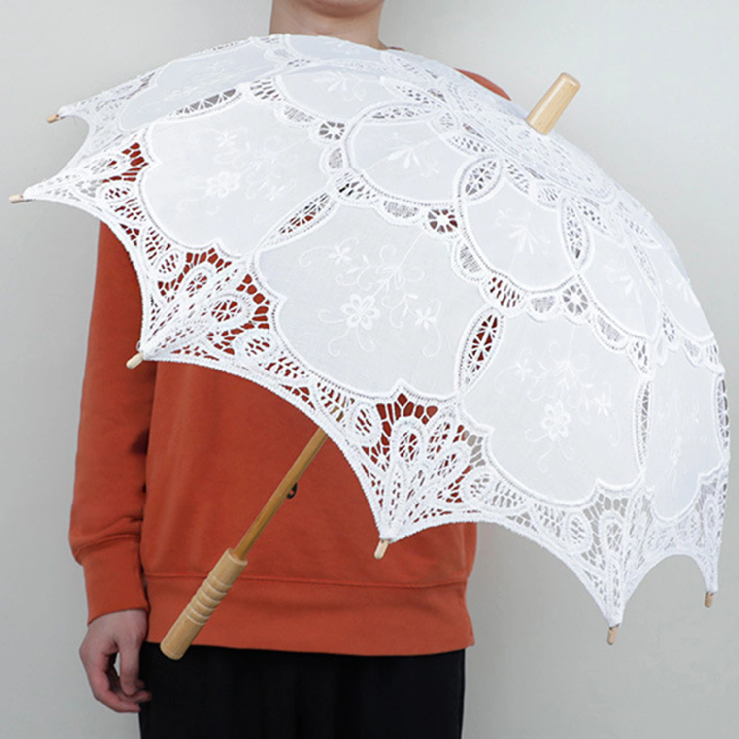Sun Umbrella Sturdy Elegant Retro Style Foldable Anti-rust Photo Props Palace Craft Umbrella for Wedding