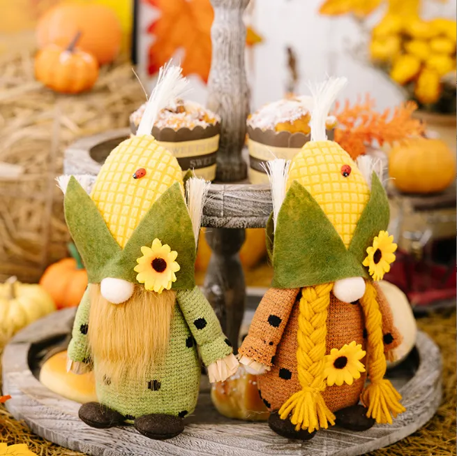 Thanksgiving Decorations Creative Harvest Season Corn Head Rudolf Doll Sunflower