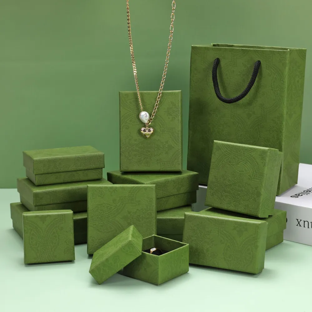 Enamel Green Ring Necklace Box Bow