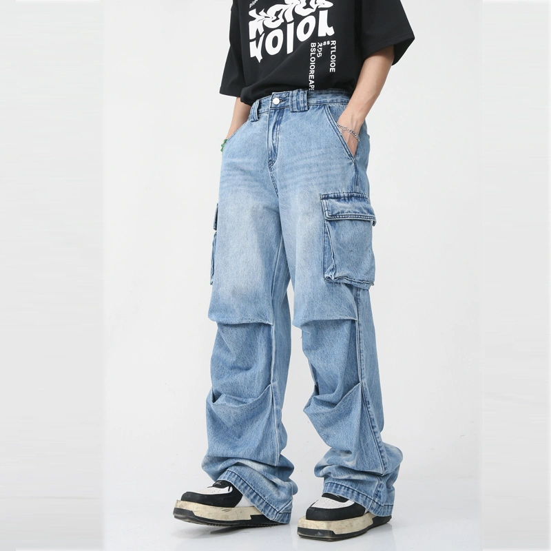 Four Seasons New Hip Hop Trend Gongda Workwear With Pocket Jeans