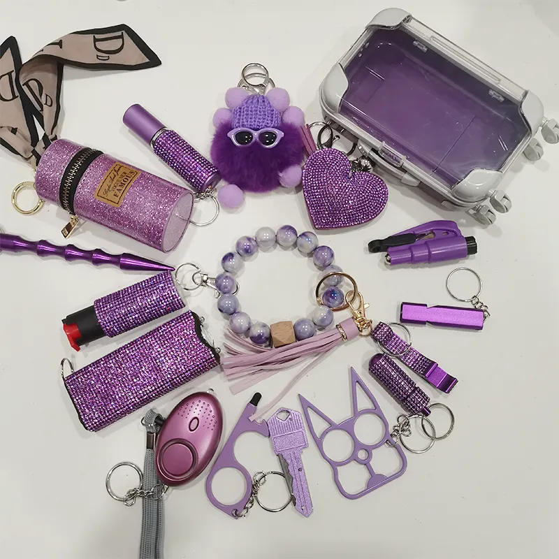 17-piece Purple Keychain Set