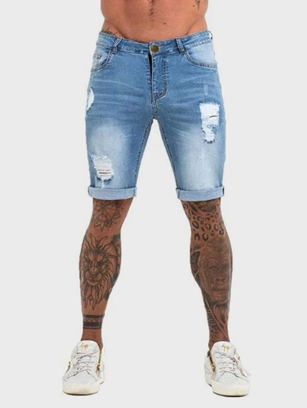 Summer Popular Light Color Men's Ripped Jeans