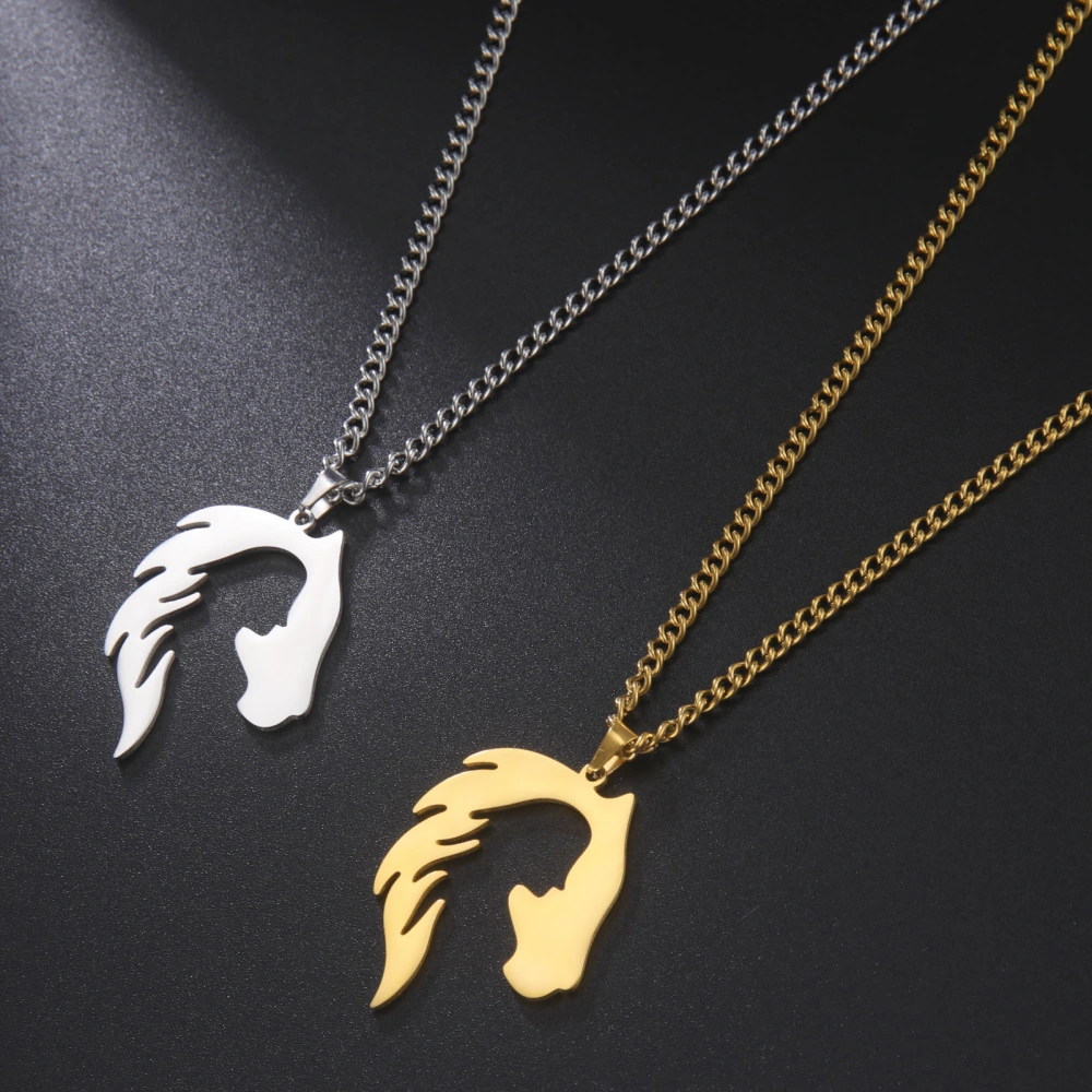 Hollow Horse Head Silhouette Stainless Steel Pendant Necklace