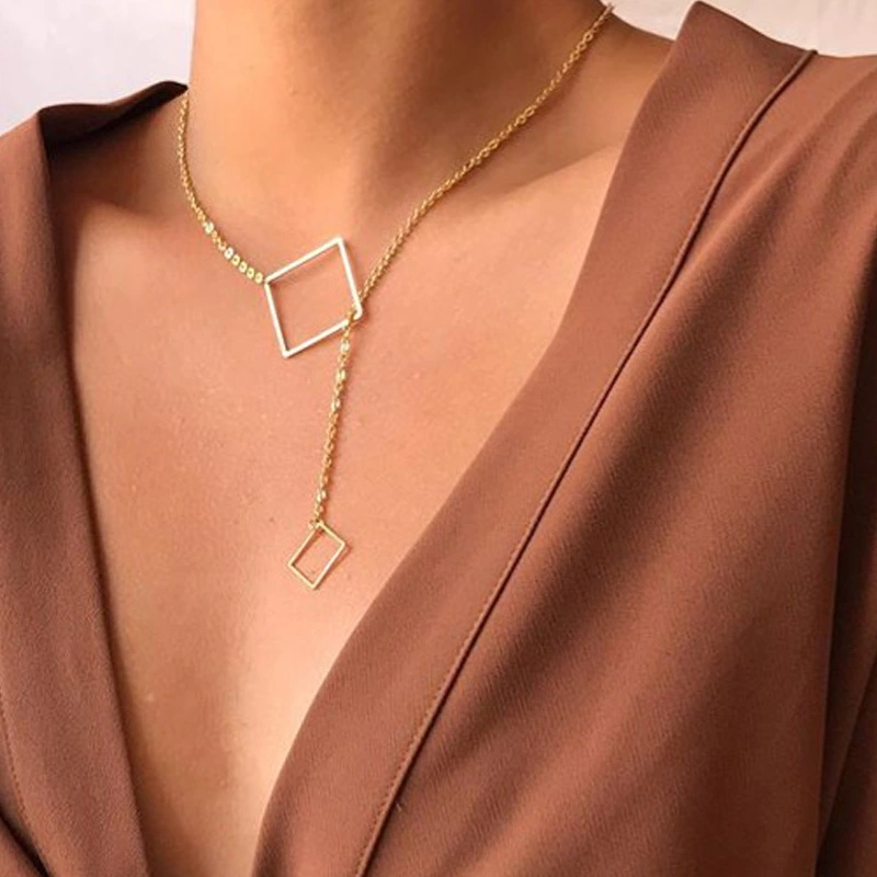 Creative Retro Simple Geometric Square Necklace