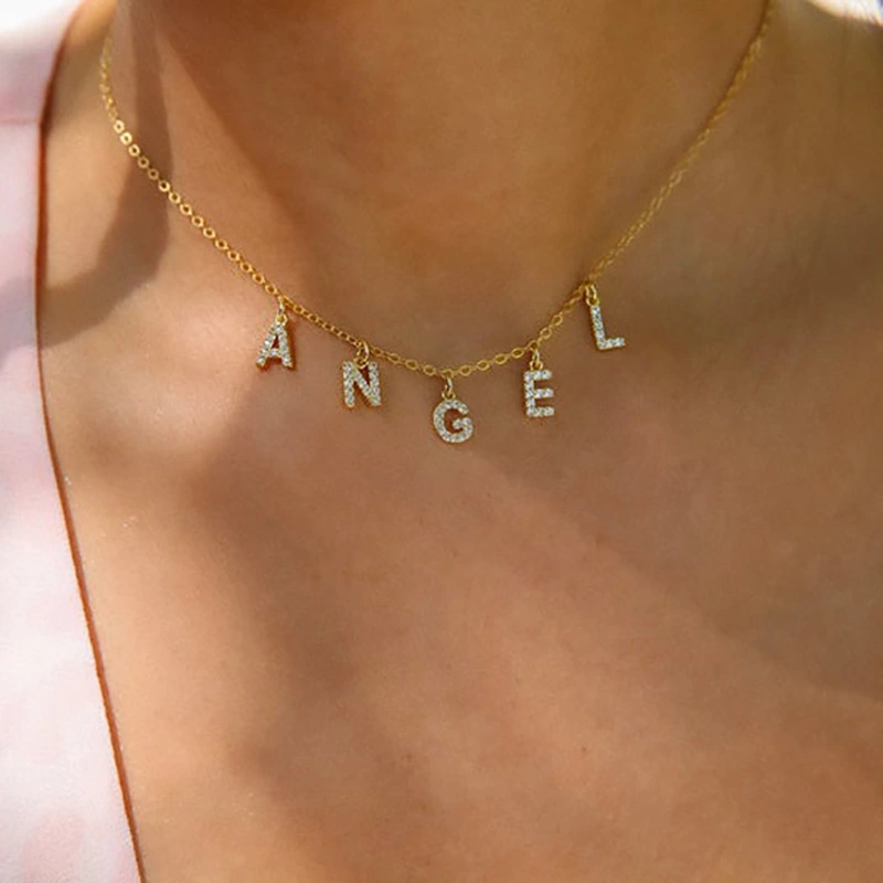 DIY Personalized Necklace With Zircon Letter Necklace