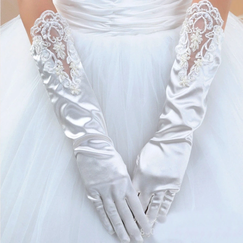 Wedding Mid-length Finger Cuff Laminate Etiquette Gloves