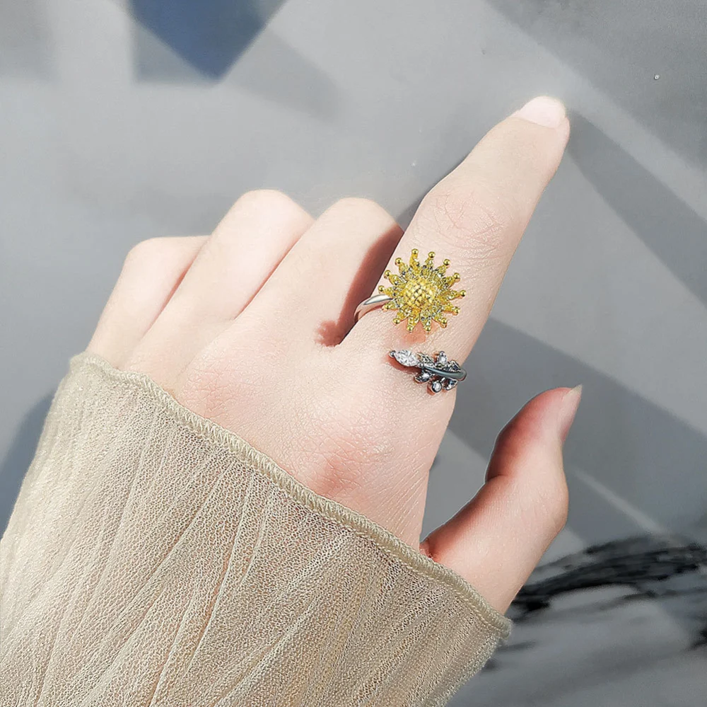 Micro-inlaid Full Diamond Full Zirconium Sunflower Finger Female