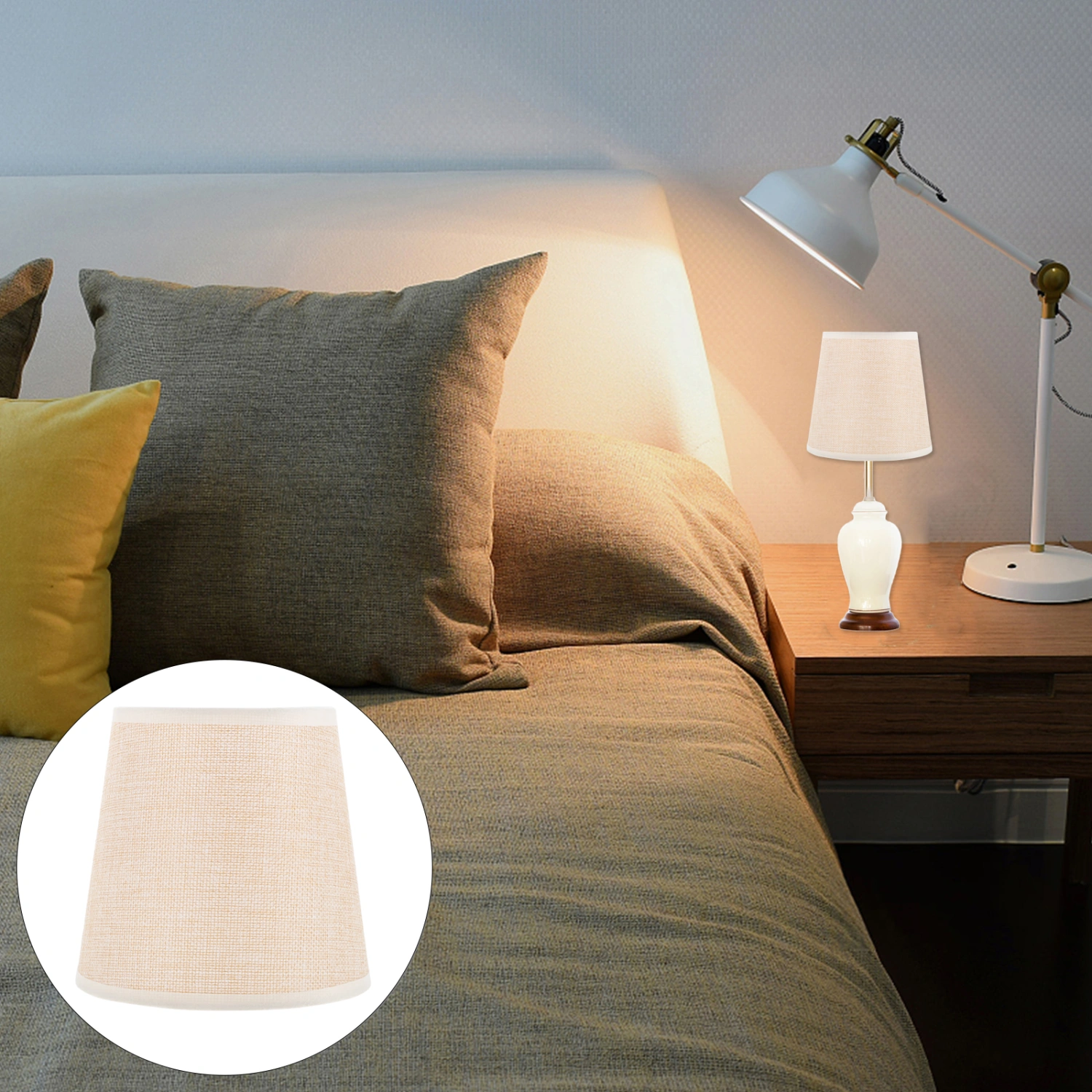 Cloth Bubble Type Lamp Shade Simple Lampshade Ceiling Lamp Cover Light Accessory for Home (Khaki)