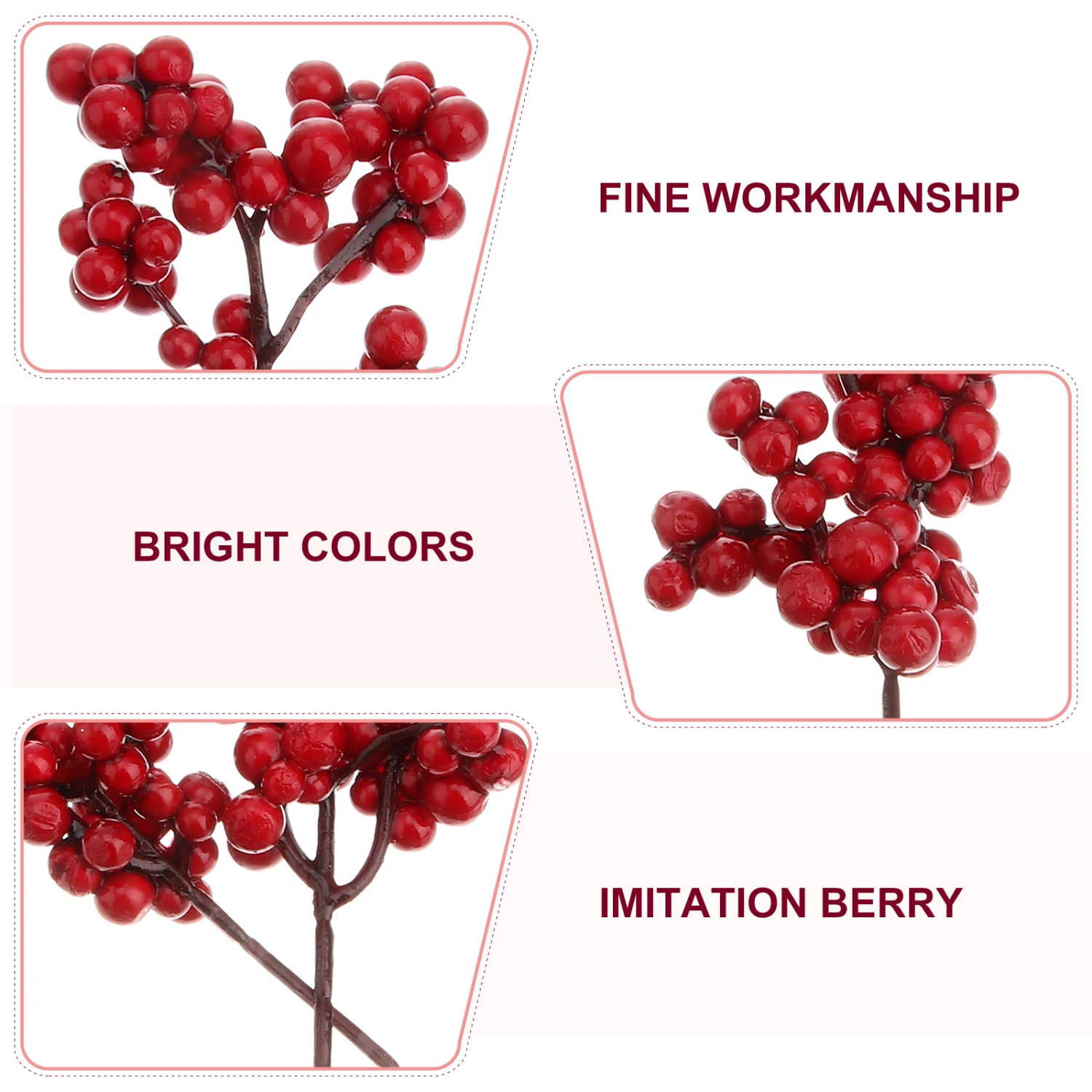 10pcs Simulation Berries Bouquet Artificial Adornment Lifelike Plant Decor for Banquet Christmas (Balausta)
