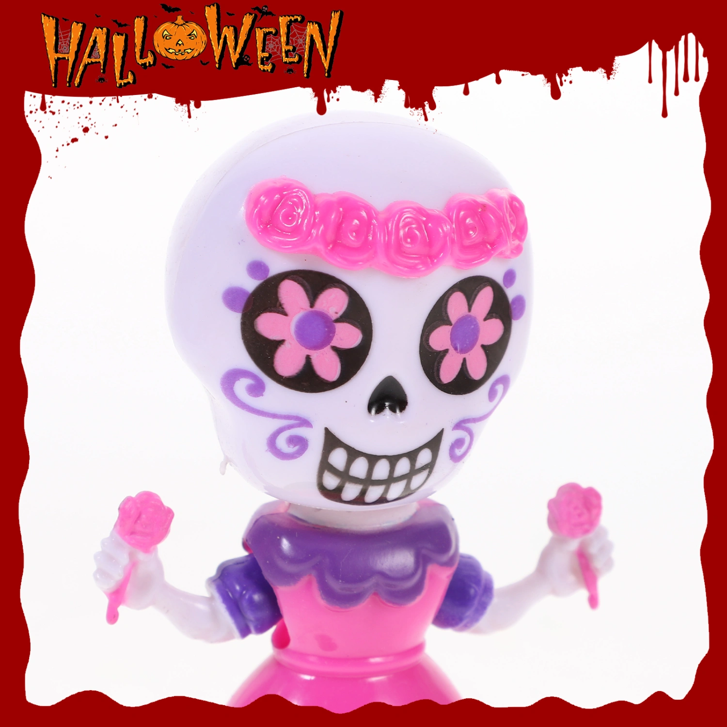 Ghost Solar Powered Head-Shaking Doll Car Ornament Shaking Doll Car Interior Decor Car Decorative Accessories (Female Ghost)