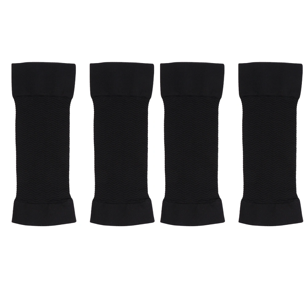 2 Pairs Elastic Compression Arm Sleeves Slimming Scar Covering Improve Shaper Sleeve Protector  Calf Shaper Sleeve for Fitness (Black)