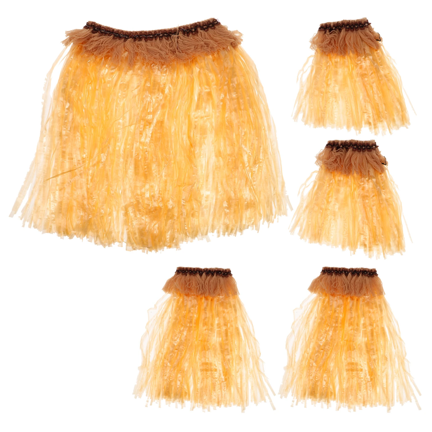 5pcs Hawaiian Fancy Grass Skirt Set Arm and Leg Bands Costume Elastic Costume Party Accessory (Straw Color)