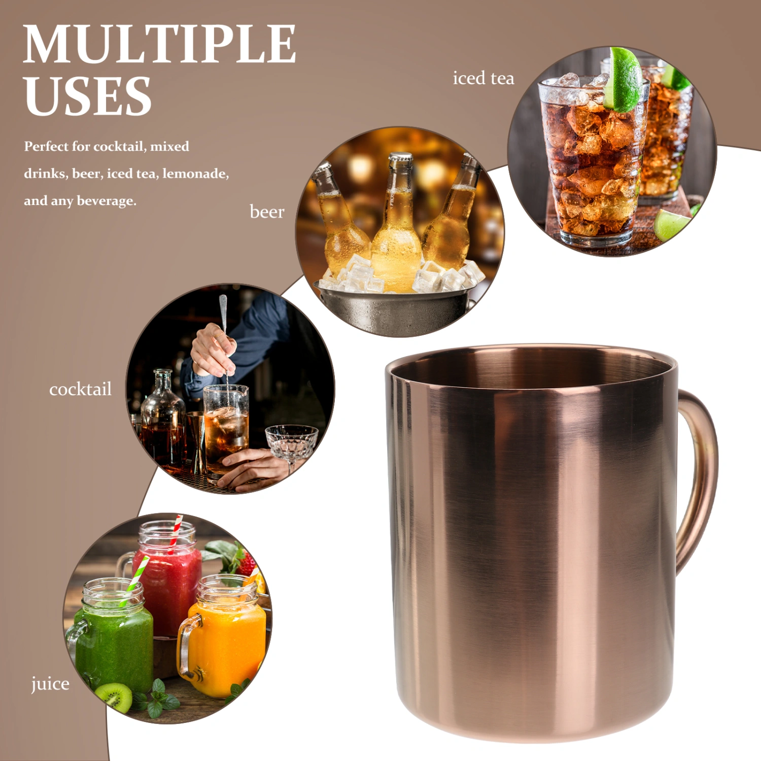 Stainless Steel Mug Moscow Mule Durable Beer Mugs Coffee Mug Milk Cup Drinkware