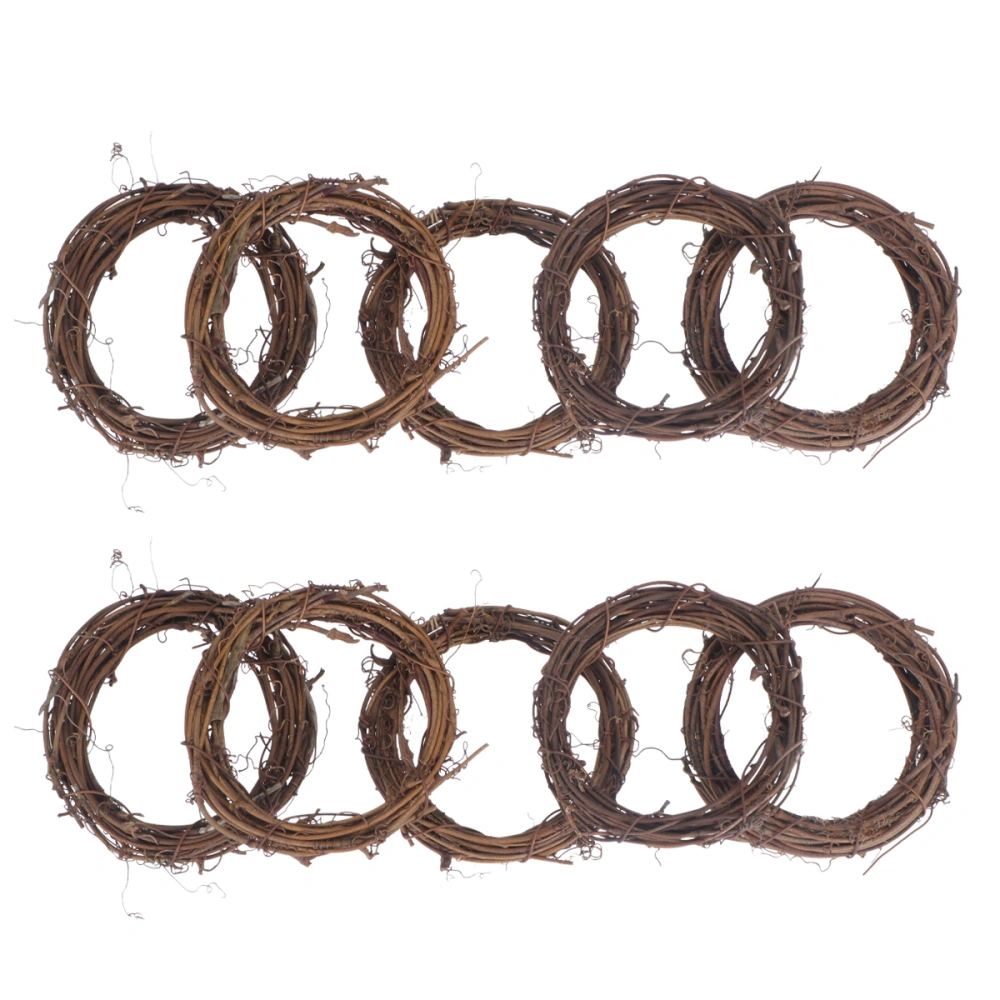 10 Pcs 10CM Unfinished Natural Dried Rattan Ring American Country Style Wreath Decorations for Indoor Home Party DIY Decoration