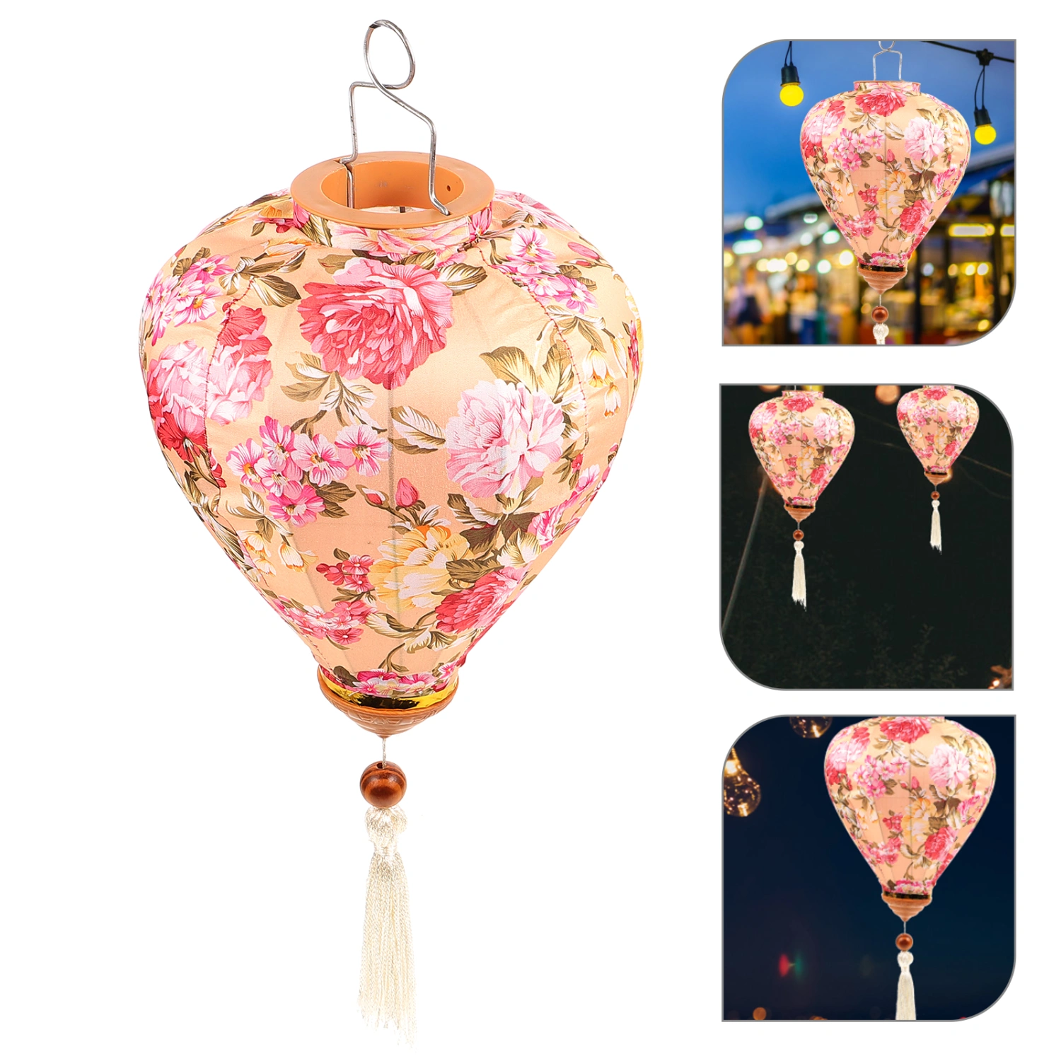 Floral Pattern Lantern Vietnam Lantern Mid-Autumn Silk Lanterns for Outdoor