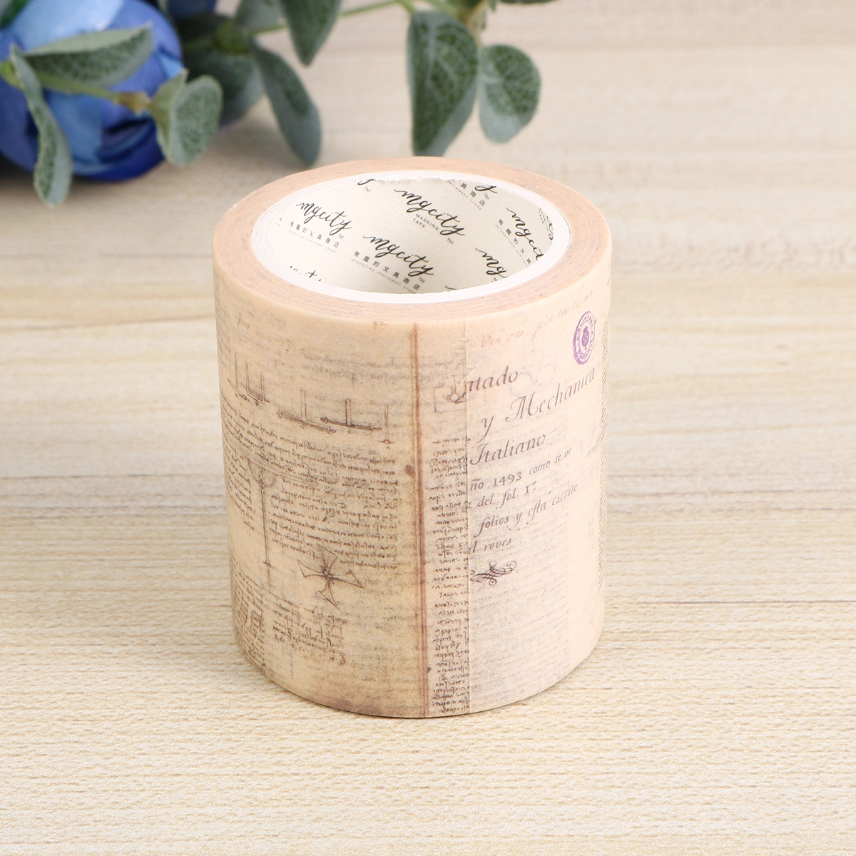 1Pc DIY Decorative Tape Retro Gothic Style Japanese Paper Tape Ornament for Scrapbook Diary Notebook (Da Vinci Manuscript)