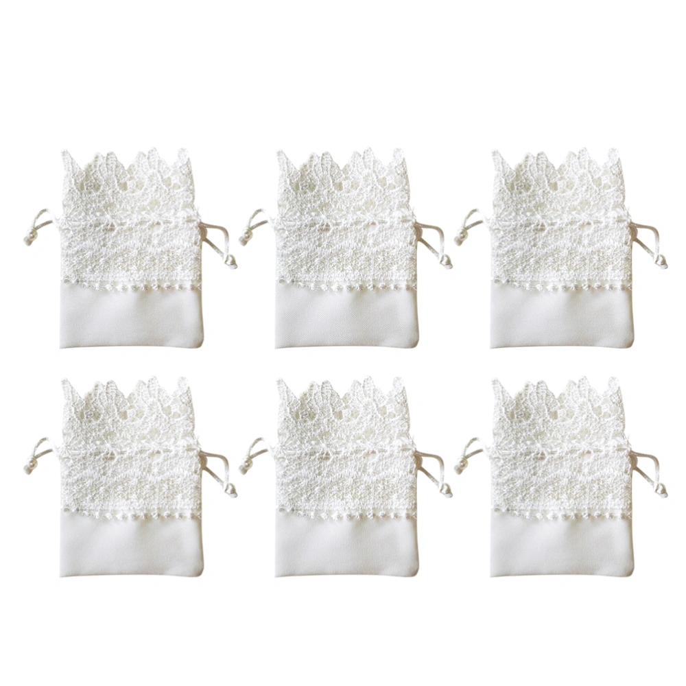 10pcs Luxury Lace Drawstring Bag Jewelry Gift Storage Pouches Drawstring Cloth Bags Wedding Candy Bags (White)