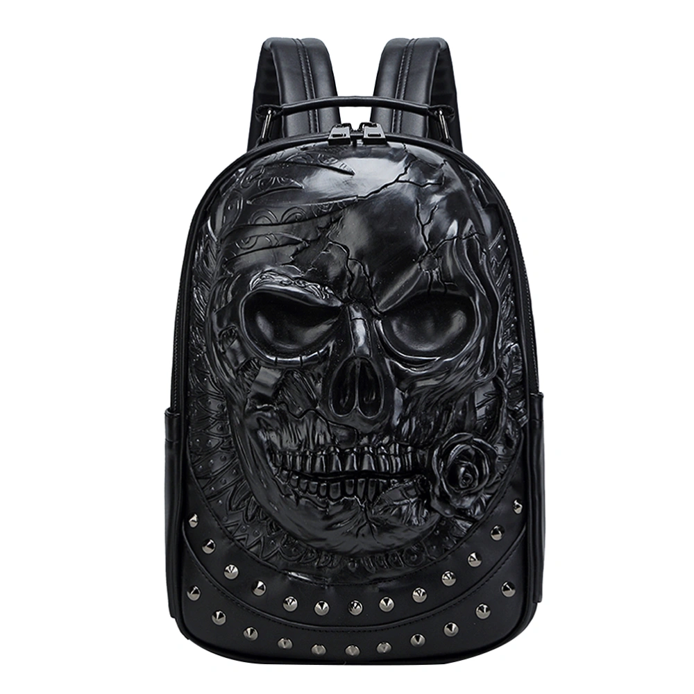 1pc Rivet Backpack Embossed Skull Three Dimensions Unique Stylish for Boys Friends (Black)