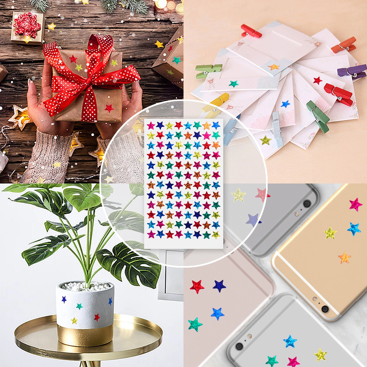 NUOLUX Pack of 960pcs 1cm Self Adhesive Assorted Colors Shiny Sparkle Star Stickers Kids Students Rewards Teachers Supplies