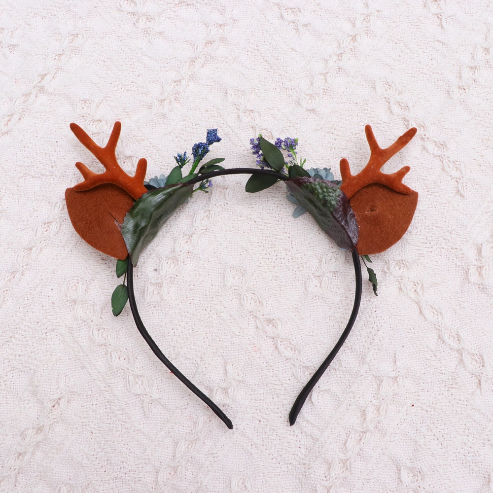 1pc Christmas Antler Hair Band Floral Hair Fashion Headdress Party Headwear for Girls Kids (Pattern 1)