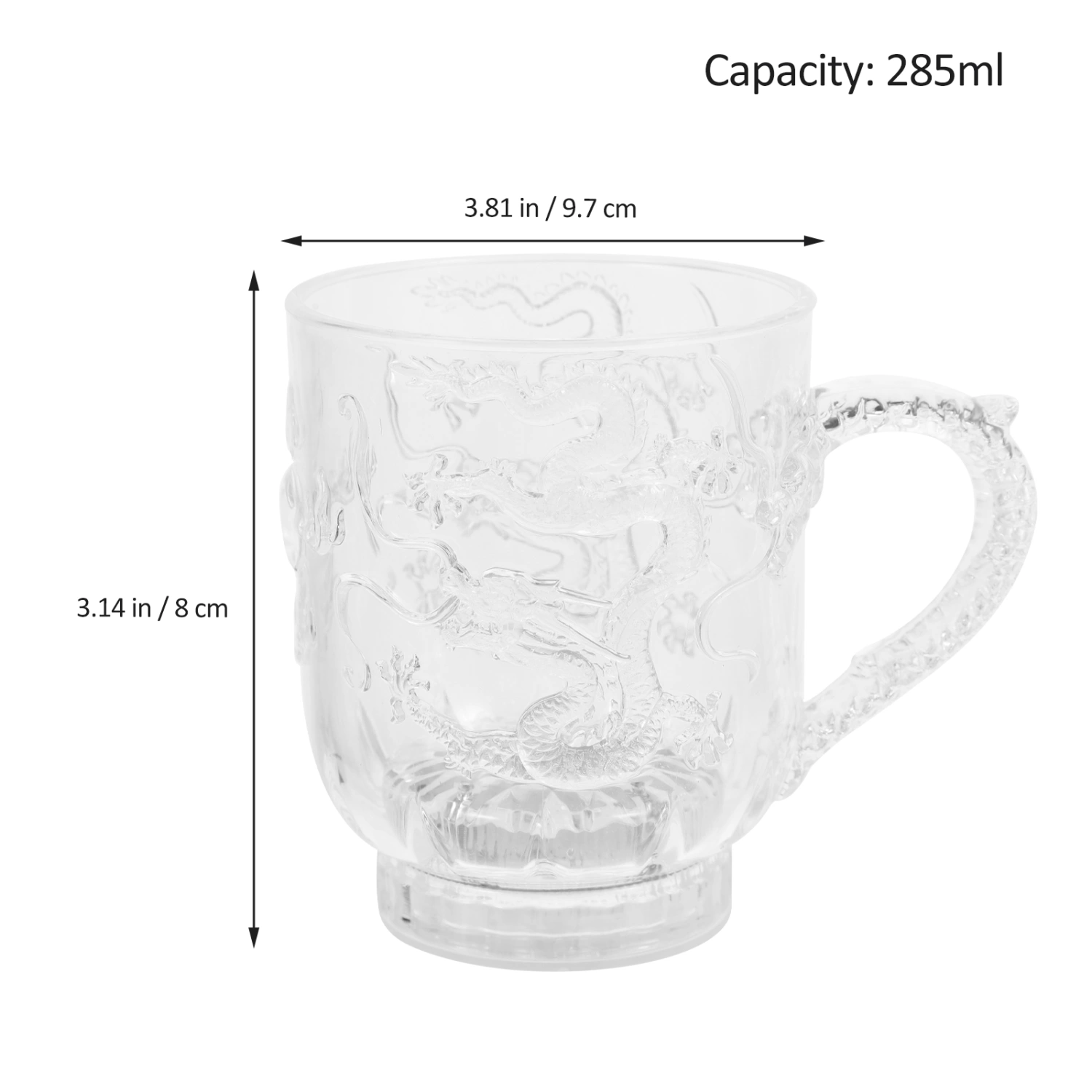 1pc LED Acrylic Flashing Colorful Induction Cup Mug Color Changing Sensitive Drinking Cup for Water Milk Tea Coffee Drinks Dragon Pattern(285ML)