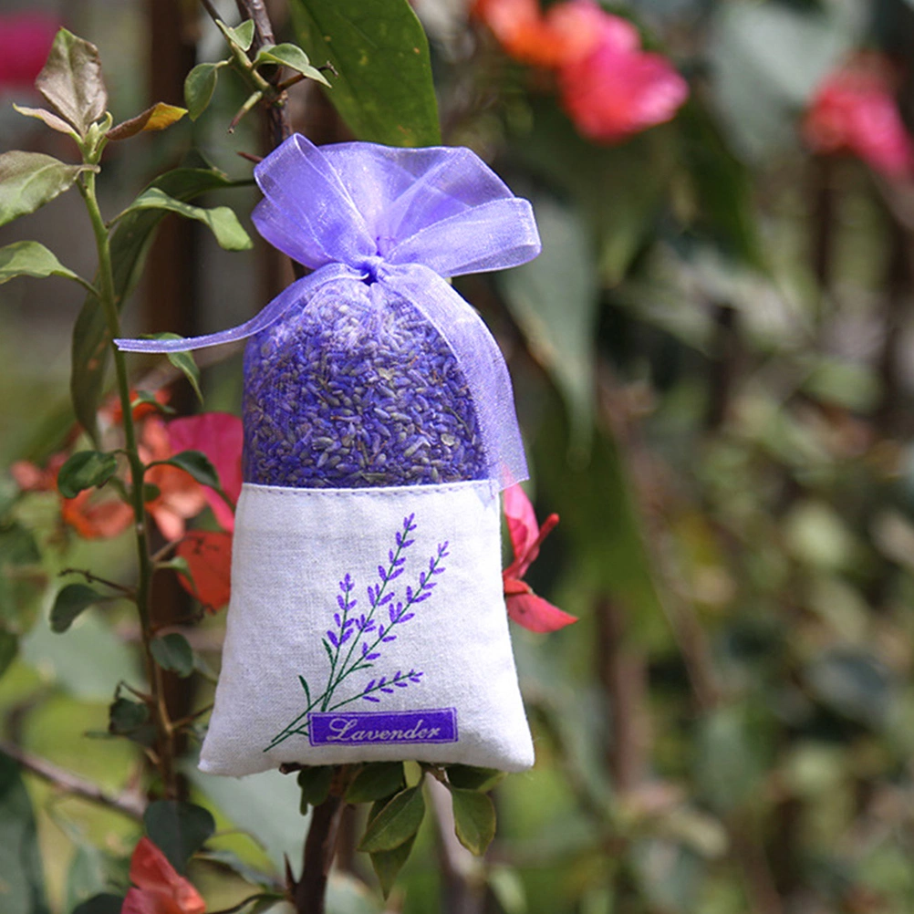 10pcs Floral Printing Lavender Bags Empty Fragrance Pouch Sachets Bag for Relaxing Sleeping Deep Purple