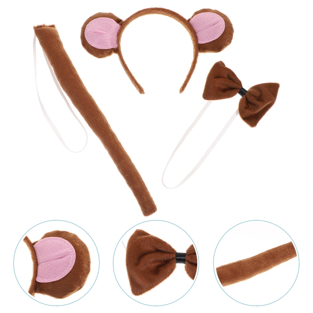 1 Set Monkey Design Headband Bow Tie Tail Cosplay Costume Party Accessories