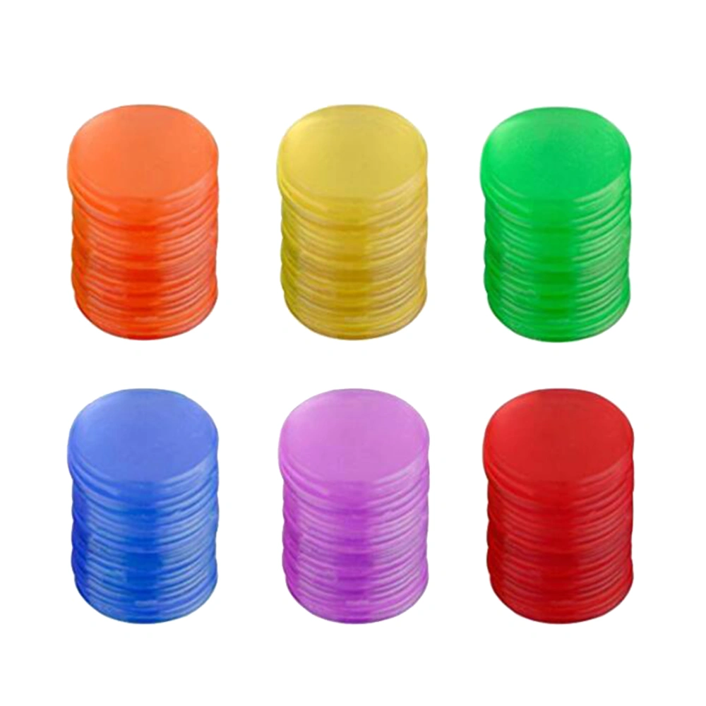 300pcs Plastic Tokens Pro Count Bingo Chips Markers for Bingo Game Cards Game Accessories (Blue + Red + Yellow + Green + Purple + Orange Each 50PCS)