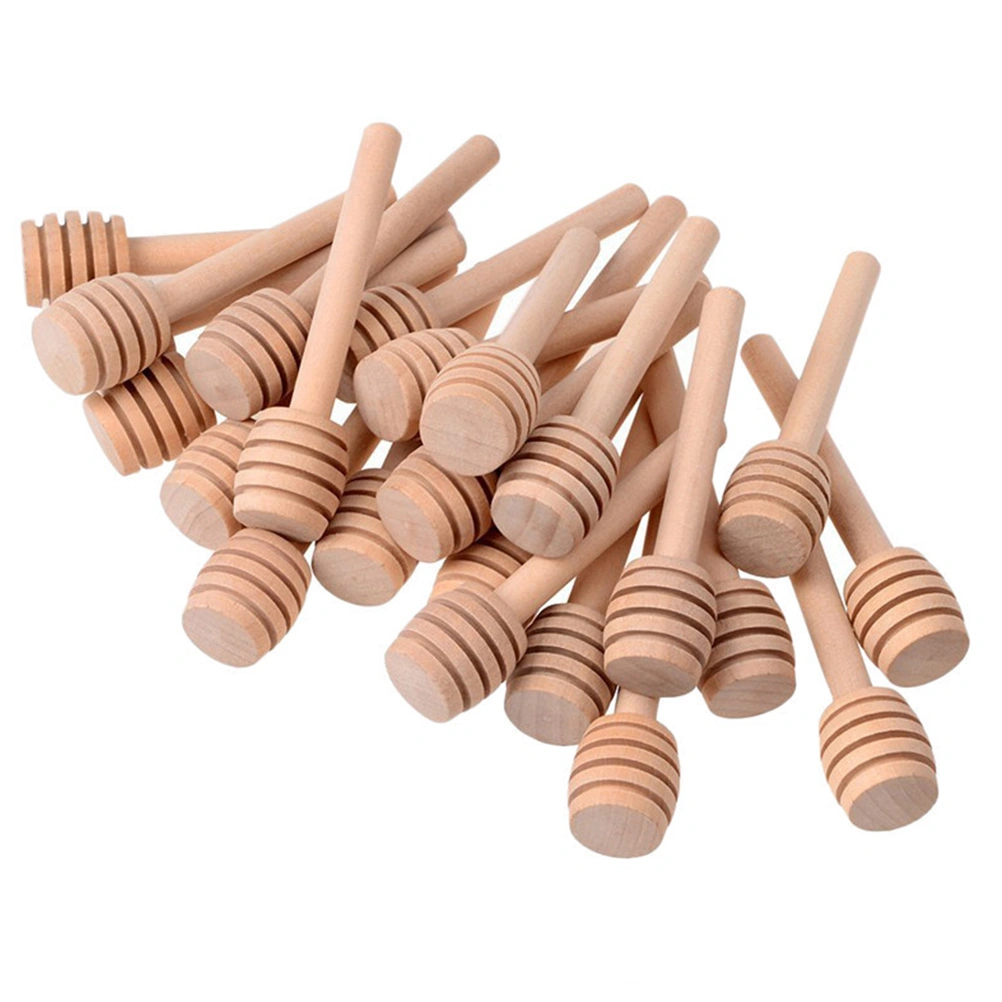 30pcs 8cm Long Mini Wooden Honey Stick Honey Dippers Honey Spoon Stick for Honey Jar