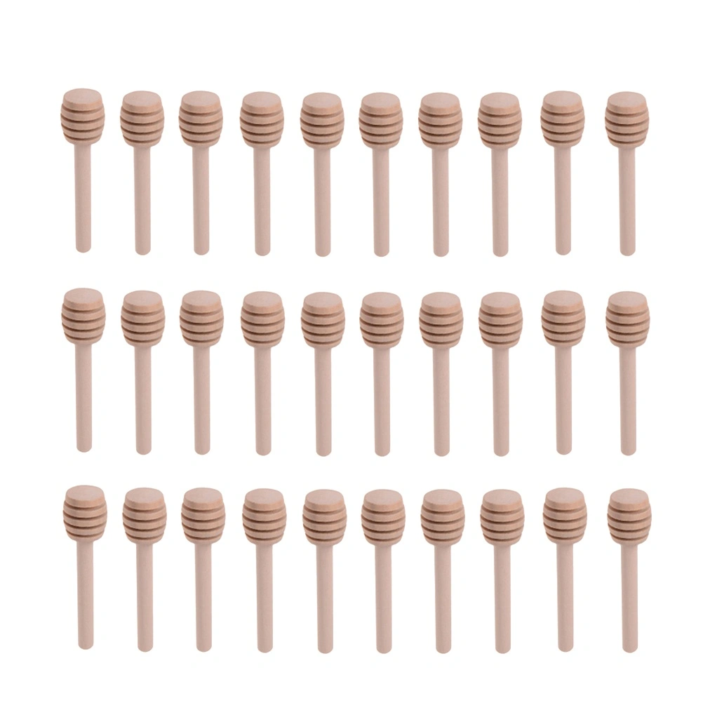 30pcs 8cm Long Mini Wooden Honey Stick Honey Dippers Honey Spoon Stick for Honey Jar