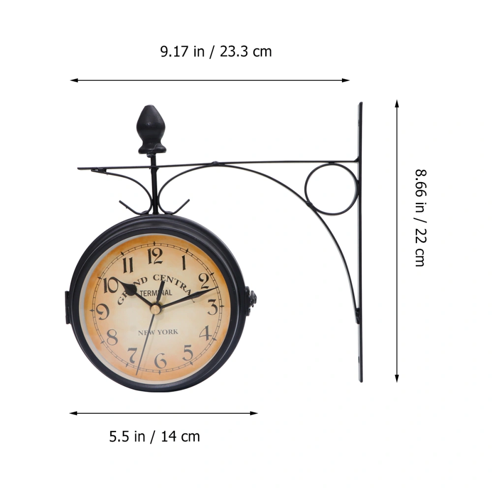 European-style Double-sided Wall Clock Creative Classic Clocks Monochrome (Black)