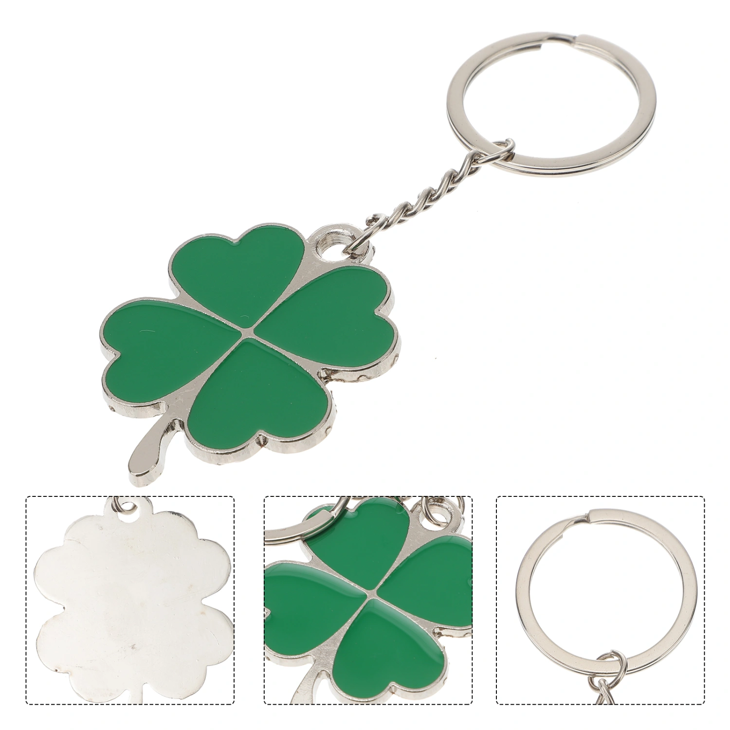 Four-leaf Clover Fortune Keychain Shamrock Sparkling Charm Keyring St.Patrick Day Gift