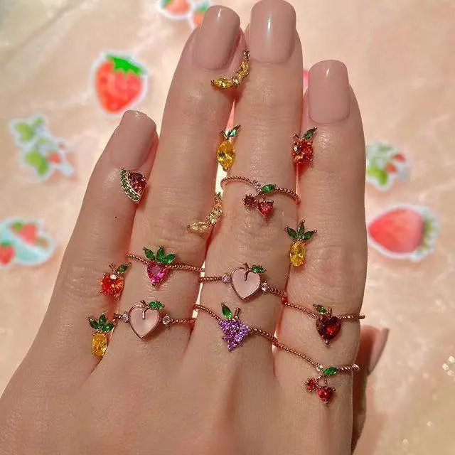 Open Adjustable Fruit Ring For Women