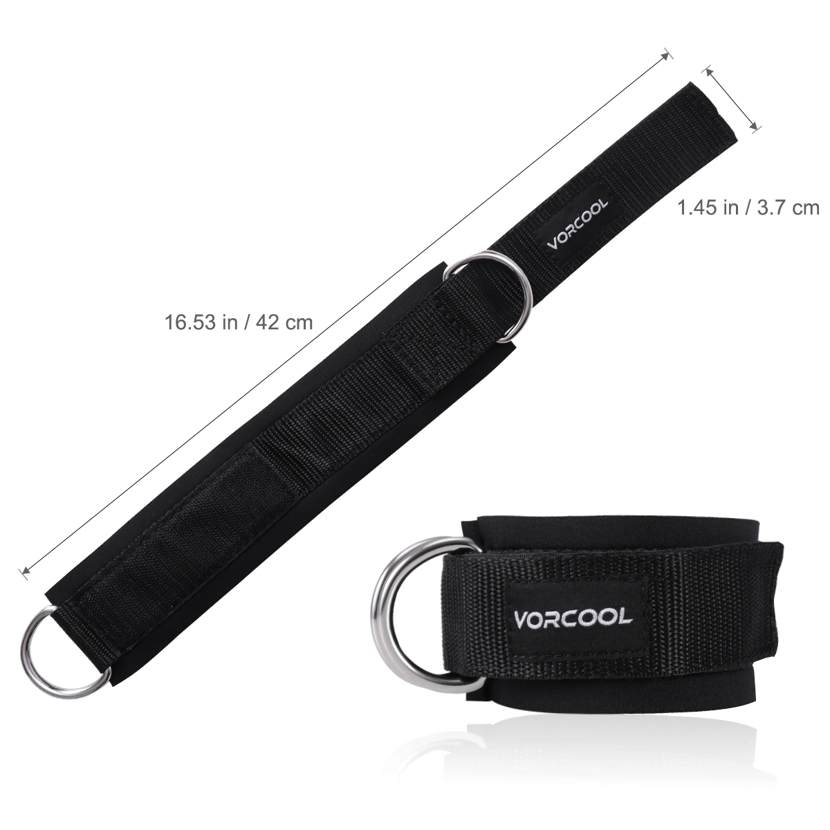 VORCOOL 2pcs Ankle Straps Padded D-ring Ankle Cuffs for Gym Workouts Cable Machines Leg Exercises with Carry Bag (Black)